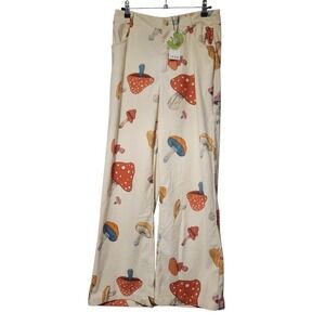 NWT CIDER Corduroy‎ Mid Waist Mushroom Pocket Wide Leg Trousers Sz Med